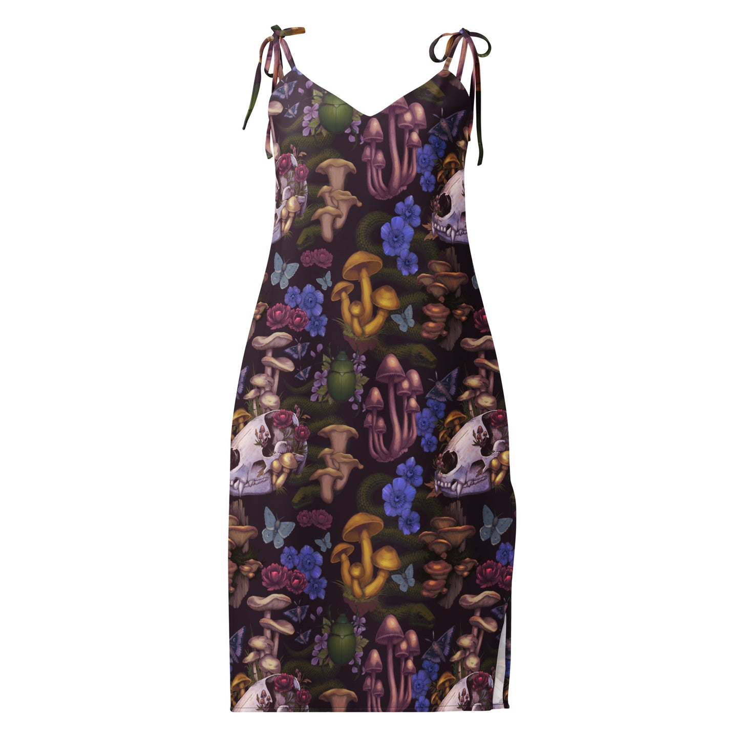 Forest Floor Tie-Strap Midi Dress